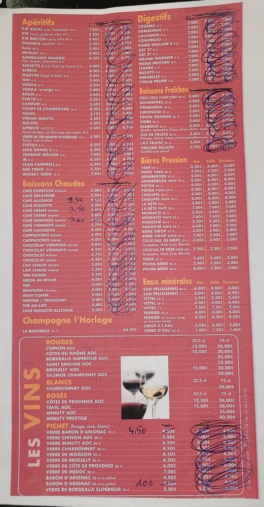 Café de l'Horloge - Menu Image 1